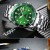 ساعة رجالية الفضى ف اخضر الشكل السويسري الرائع بضمان