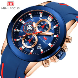 Mini Focus Sports Watches for Men الساعه الرجالى الازرق فى الدهبى الروز الرائعه تصميم ابداعى ضدد المياه بضمان لأول مره ف مصر