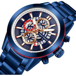 Mini Focus Casual Watch For Men الساعه الرجالى الازرق فى الابيض الرائع كل العدادت تصميم ابداعى ضدد المياه بضمان لأول مره ف مصر