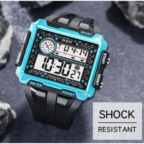 Sports Watch Large Dial الساعه الرجالى الرائعه الاسود ف السماوى رقميه كل العدادات الفاخر بضمان لأول مره ف مصر